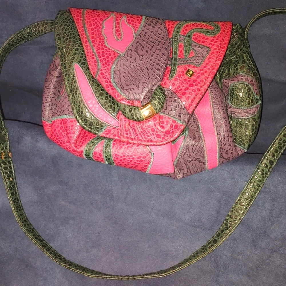 ⚜️Vintage⚜️Nas Alentino⚜️Green/Purple/Pink⚜️Designer Purse⚜️